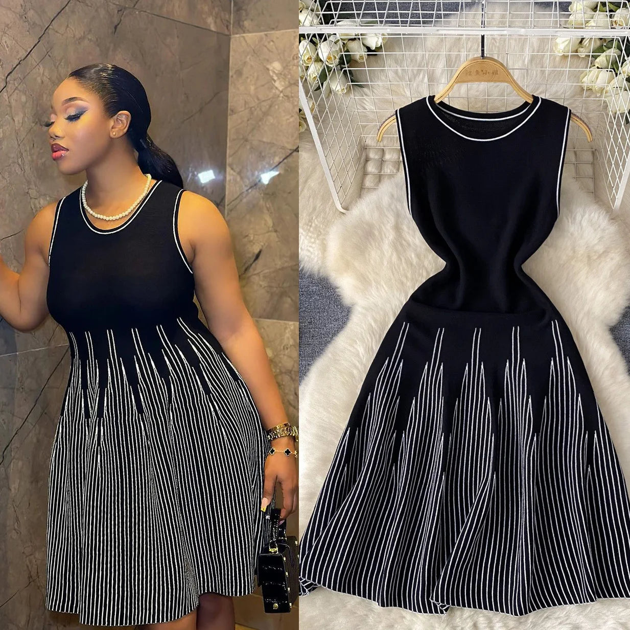 Mini Dress Women Dresses A Line Bodycon Vestidos Streetwear Sleeveless Round Neck Elegant Knitted Y2k Party Club Slim Fit 2025