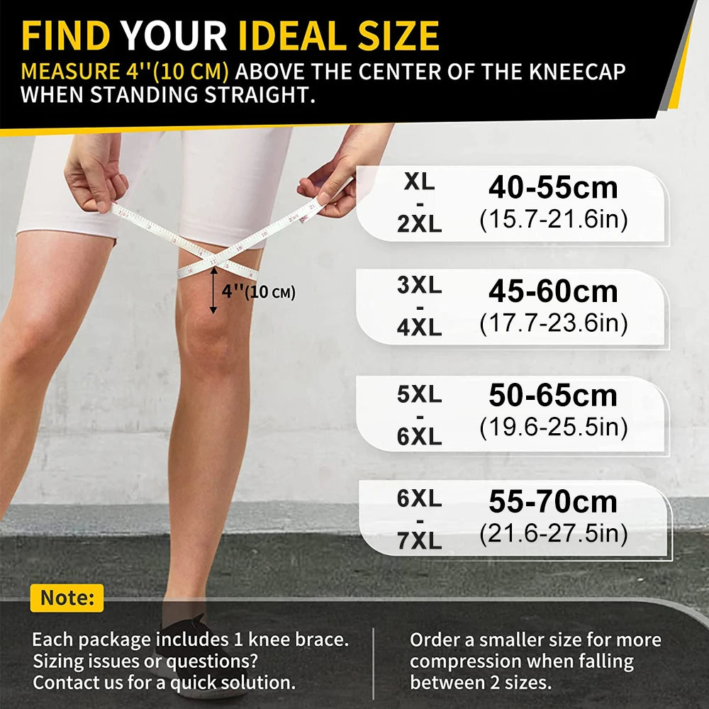 1PCS Plus Size Knee Brace for Men & Women - Open-Back Knee Support with Side Stabilizers & Patella Support for Meniscus Tear, Ar