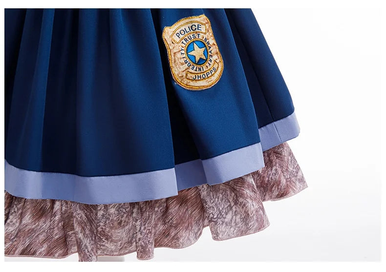New Movie Crazy Zoo Rabbit Cosplay Costumes For Carnival Children Perform Police Role-play Dress With Socks Girls Birthday Dress