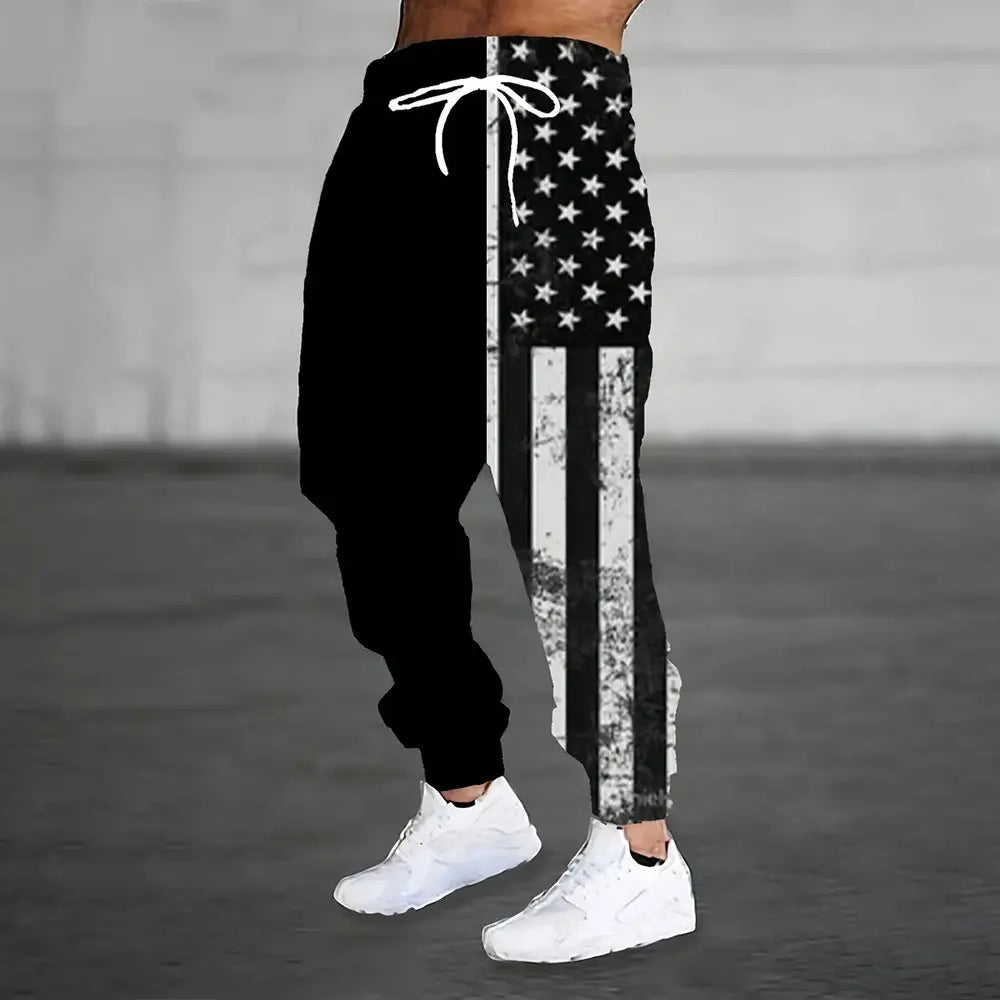 Men's Loose Pocket Draw Rope Sports Sweatpants Winter New Thick Warm Men's Sweatpants Fashion Color Skull Printed Sweatpants