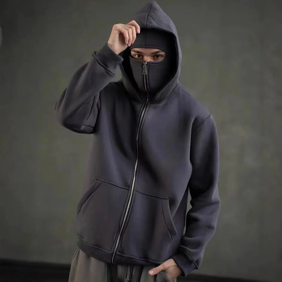 Plain Design Hooded Zip Up Sweatshirt for Men Women Autumn Winter Ins Style Couple Matching