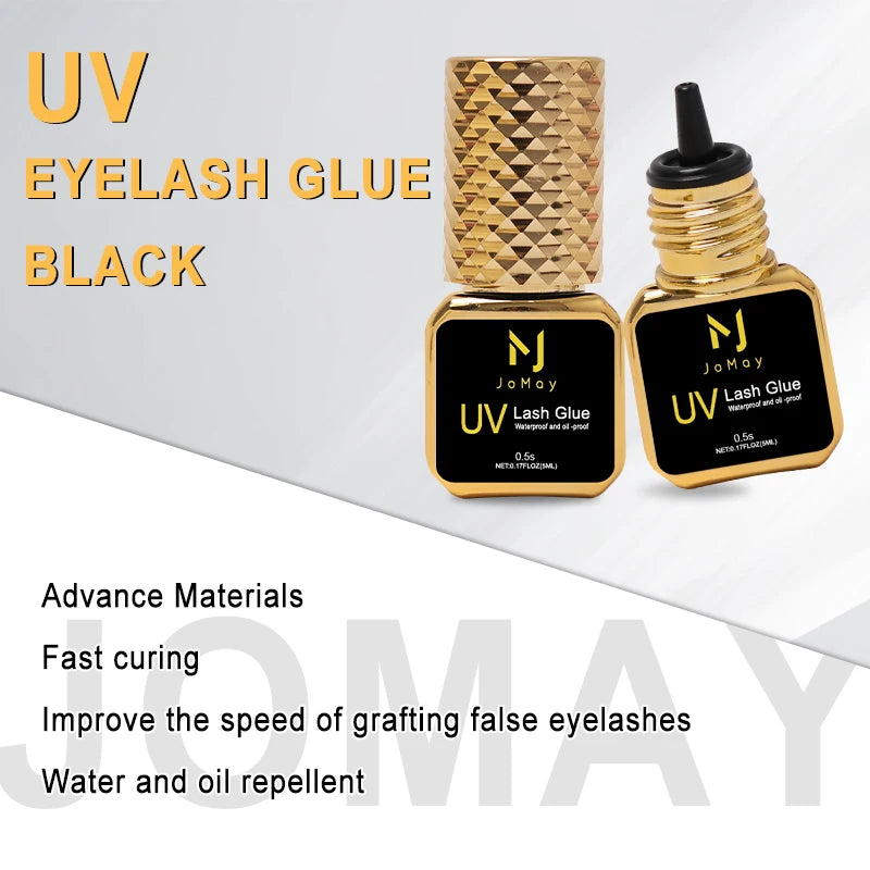 JOMAY 5ml Lashes Adhesive 0.5S for Eyelash Extension UV Glue Long-Lasting Retention 75days UV Black Glue for Eyelash Extension
