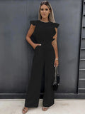 2024 Summer Short Sleeve Wide Leg Jumpsuit For Women Elegant Romper Vintage Streetwear Jumpsuits Overalls Women Jump Suit Woman