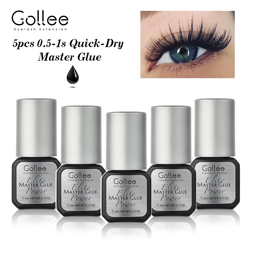 Gollee 0.5s Fast Drying Eyelash Extensions Glue 5ml Lashes Glue 6-8 Weeks Lasting Waterproof Salon Professional Eyelashes Makeup