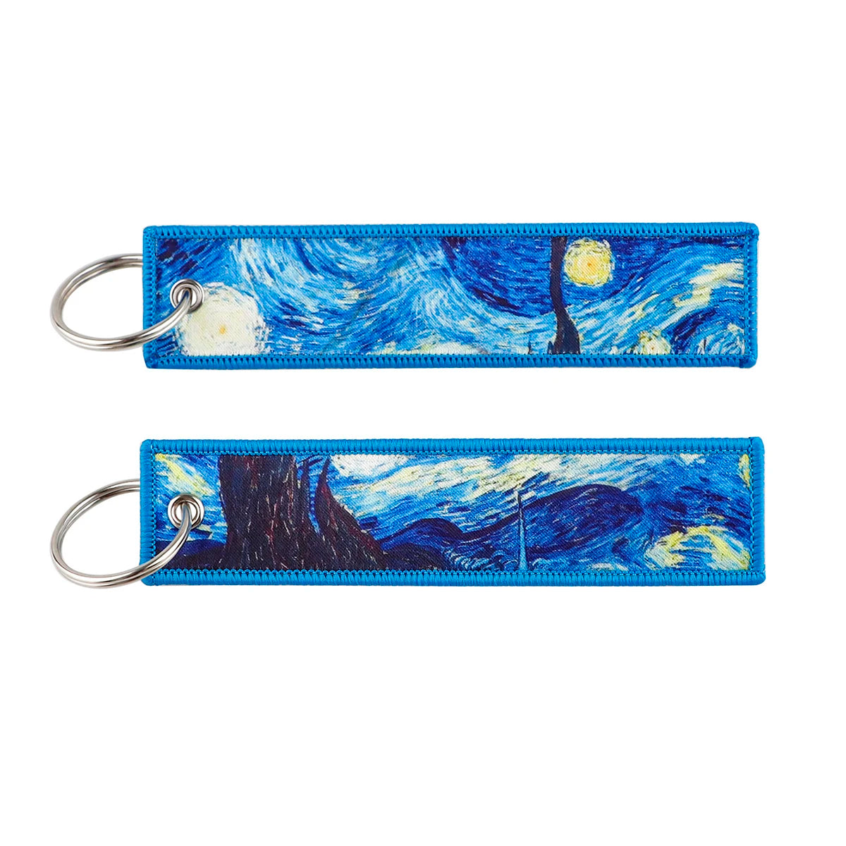 Van Gogh Art Oil Painting Embroidered Key Chain Key Fobs Key Tag For Motorcycles Cars Backpack Chaveiro Keychain Kering Gifts