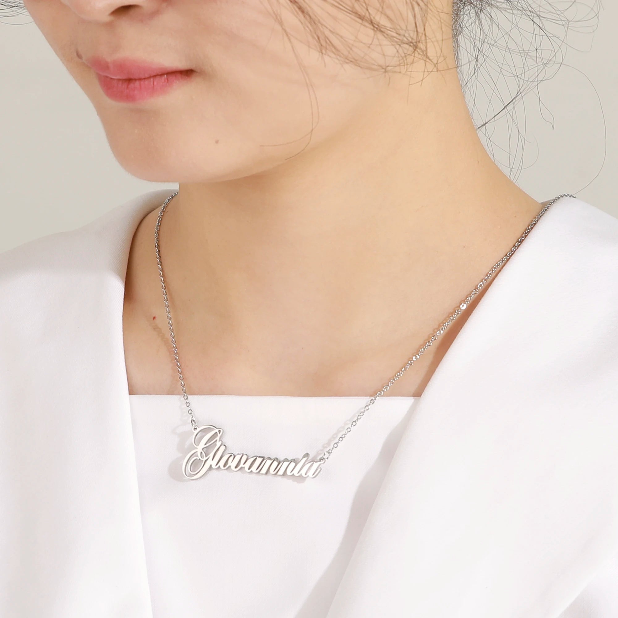 Custom Necklace Name Logo Personalized Pendant Nameplate Gift For Women Men Mother Couple Family Stainless Steel Chain Jewelry