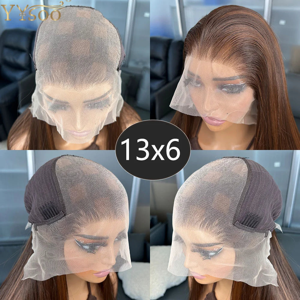 Long 4/30 Highlights Heat Resistant Half Hand Tied Wig Futura 13x6 Straight Glueless Synthetic Lace Front Wigs for Black Women