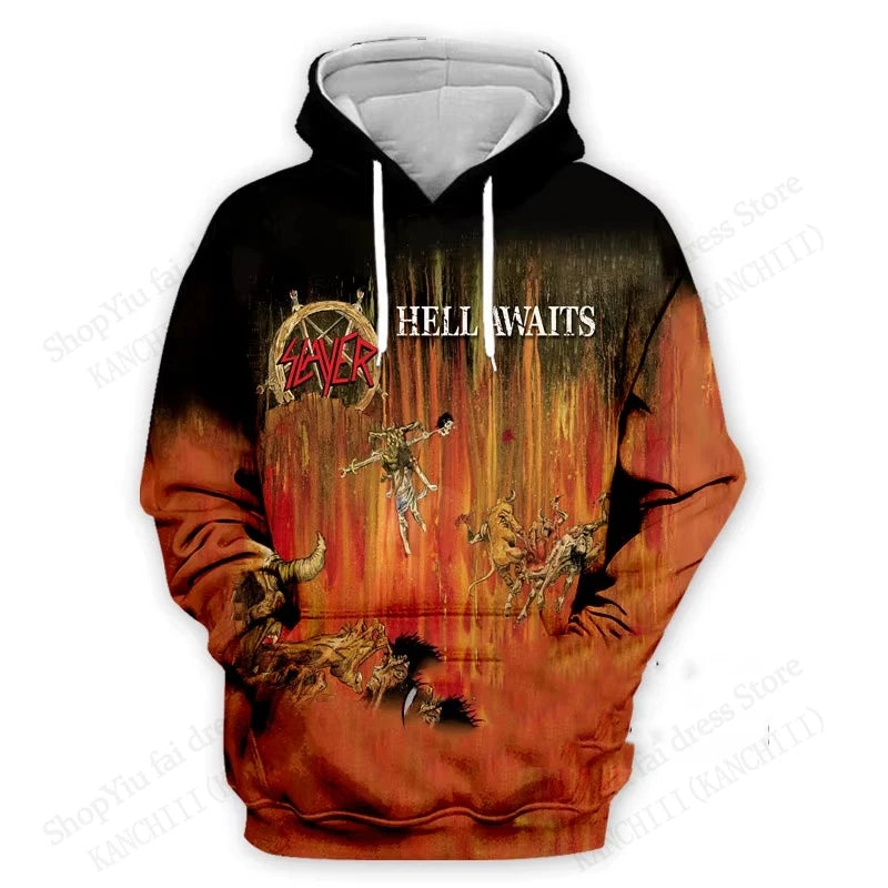 Slayer Hoodie Rock Band Slayer 3d Print Hoodies Men Women Fashion Oversized Hoodie Sweatshirt Women Sweats Men's Clothing Skull
