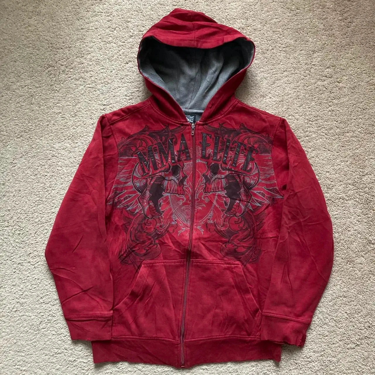 Printed Zipper Hooded Sweater Y2K Gothic Harajuku Popular Hoodies