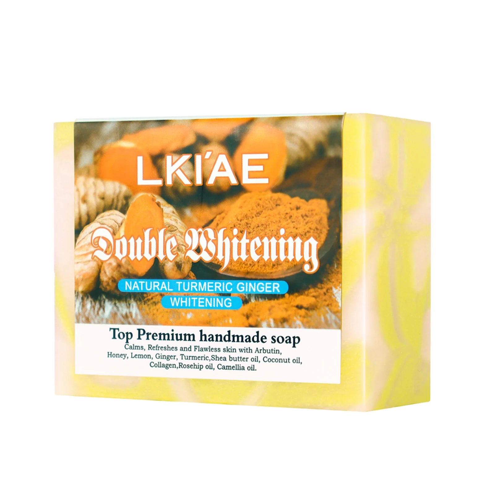 LKIAE Natural Turmeric Whitening Soap Bar, Anti Acne, Dark Spots, Moisturize and Smoothen Skin, With Honey, Glycerin, 150g