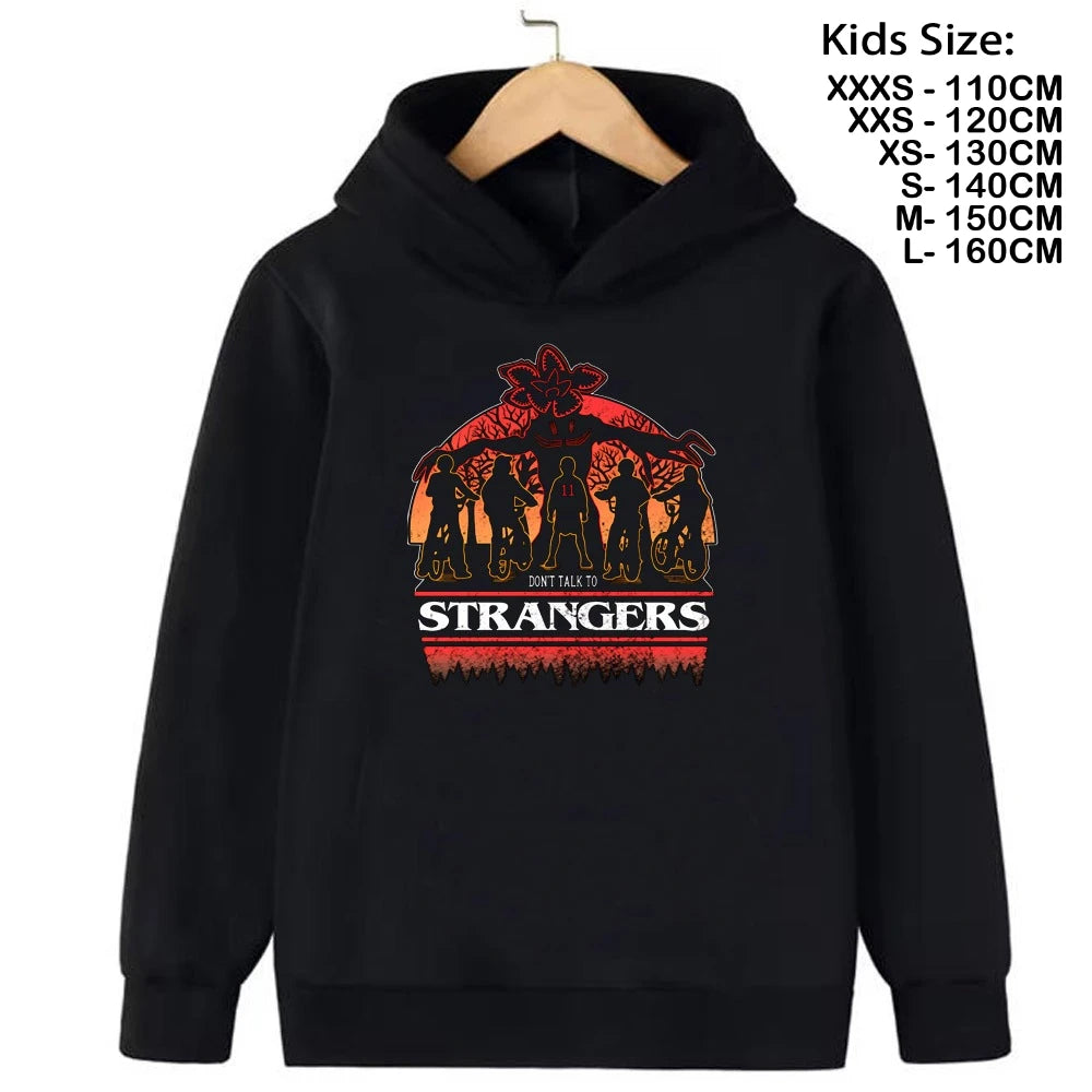Demogorgon Hawkins Hoodies Kids Cartoon Anime Print Clothes Streetwear Basic Boys Tops Children Sweatshirts