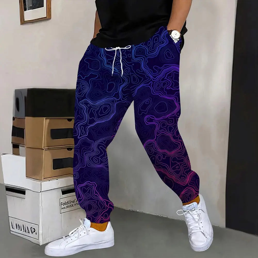 Men's Loose Pocket Draw Rope Sports Sweatpants Winter New Thick Warm Men's Sweatpants Fashion Color Skull Printed Sweatpants