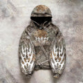 Sweatshirt Hoodie Y2K Retro zip up Camouflage Pattern zipper High Street Hip Hop Streetwear Oversized Unisex Camo Hoodie