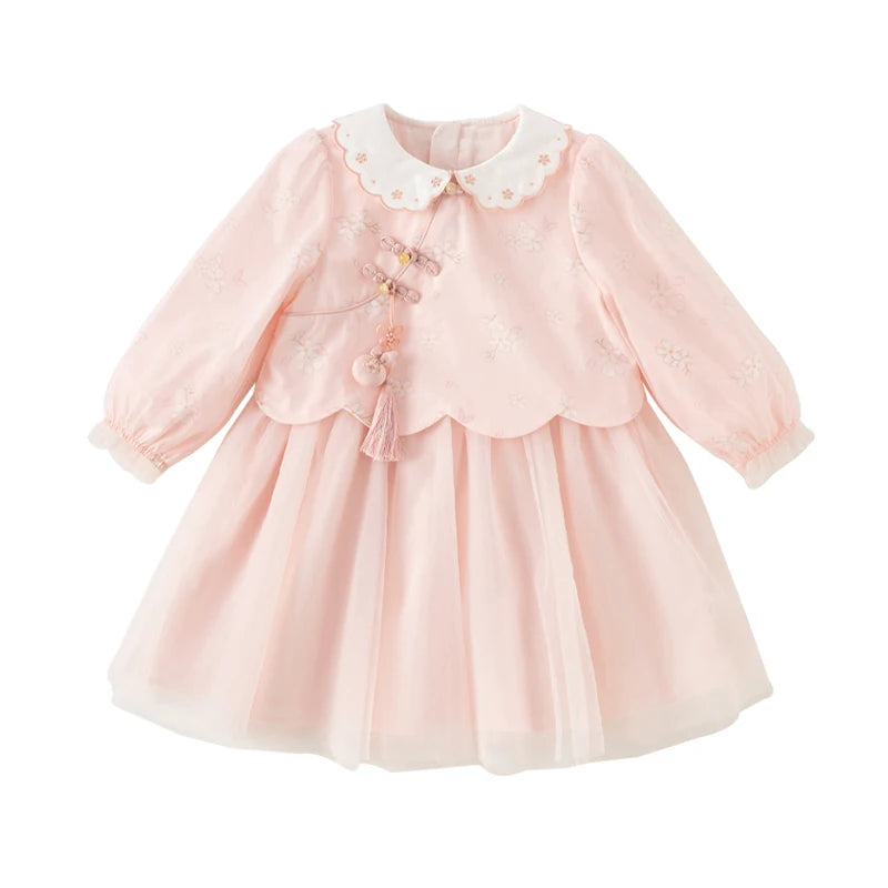 Dave Bella Princess Floral Dress for Girls Baby Children 2025 New Autumn Sweet Gentle Fashion Casual Party Outdoor DB3241829