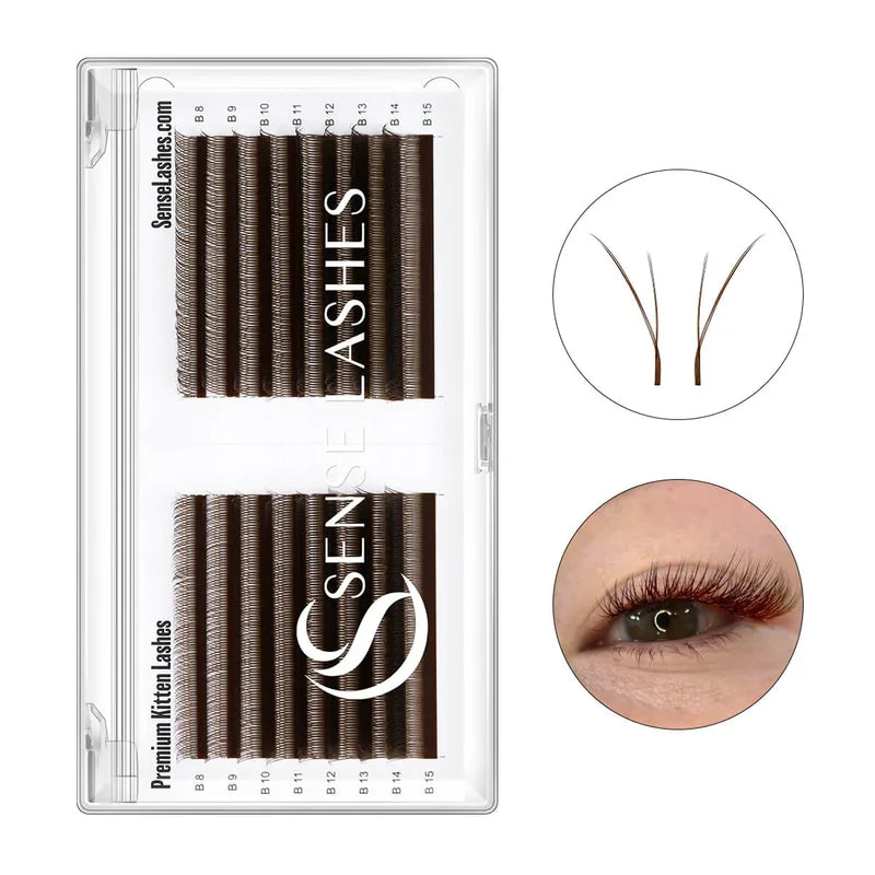Dark Brown Kitten Lashes Fox YY Shape Eyelash YY Eyelash Cilia and Brazilian Volume Soft Faux Mink YY Lashes Y Cilios