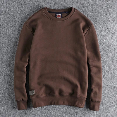 Autumn Winter American Retro Heavyweight Velvet Solid Color Sweatershirt Men's Fashion Pure Cotton Washed Youth Pullover Hoodies