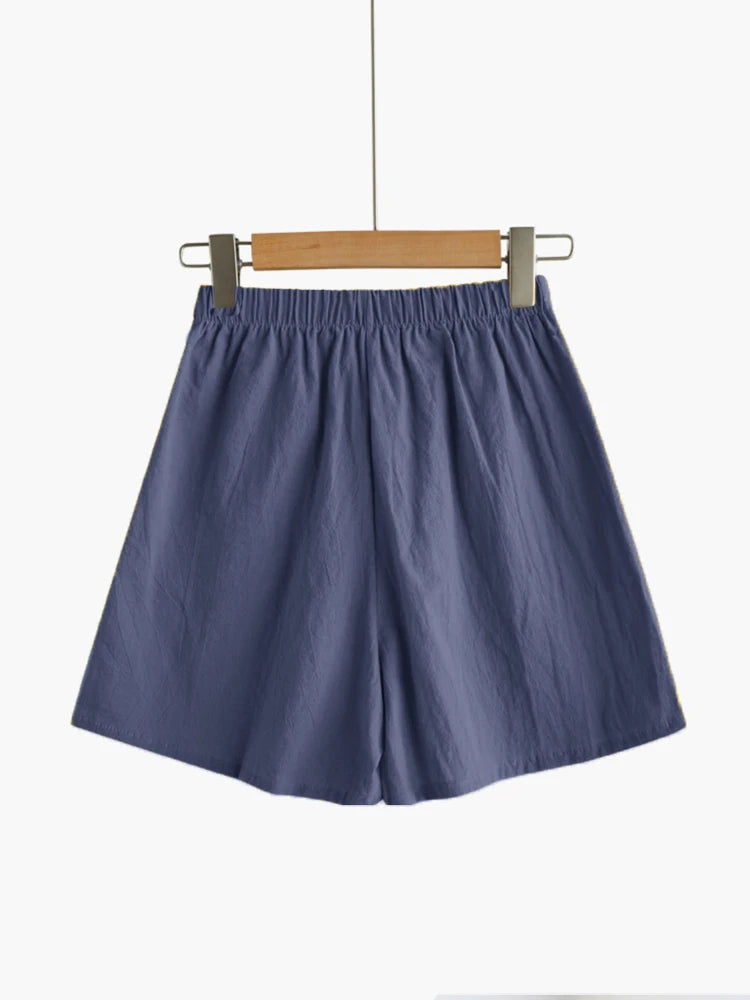 ITOOLIN Casual Linen Shorts Women Gym Workout Shorts Short Pants High Waisted Black Ladies Short Femme Women Shorts Sport Femme