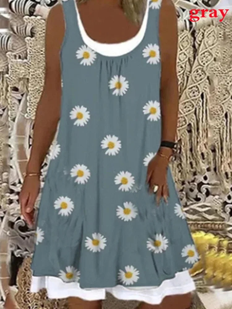 O Neck Vest Dress Women Summer Casual Mini Loose Dresses Summer Fashion Clothes