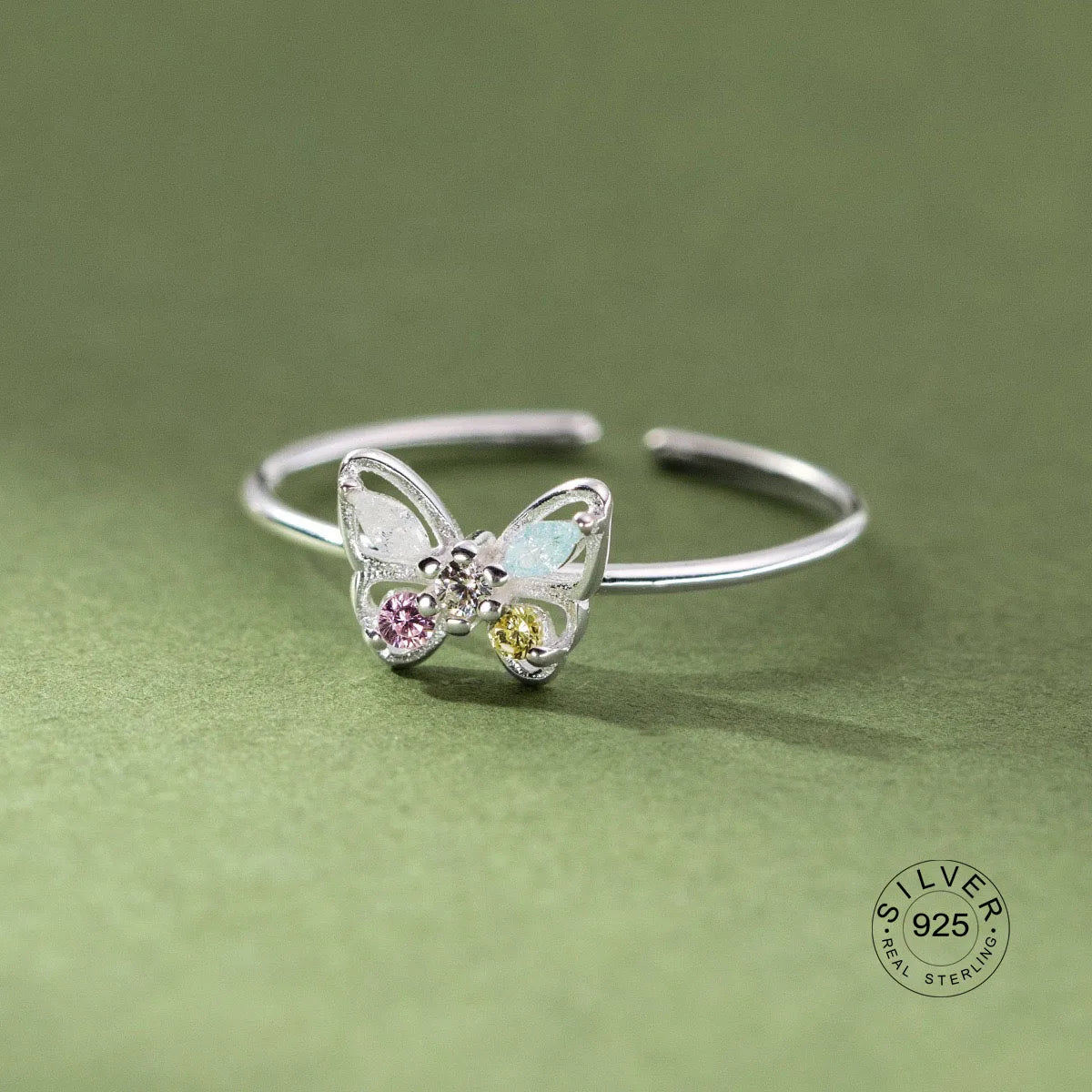 925 Sterling Silver Rings For Women Geometric Fine Jewelry Finger Adjustable Cute Flower Leaf Zirco Ring For Party Birthday Gift