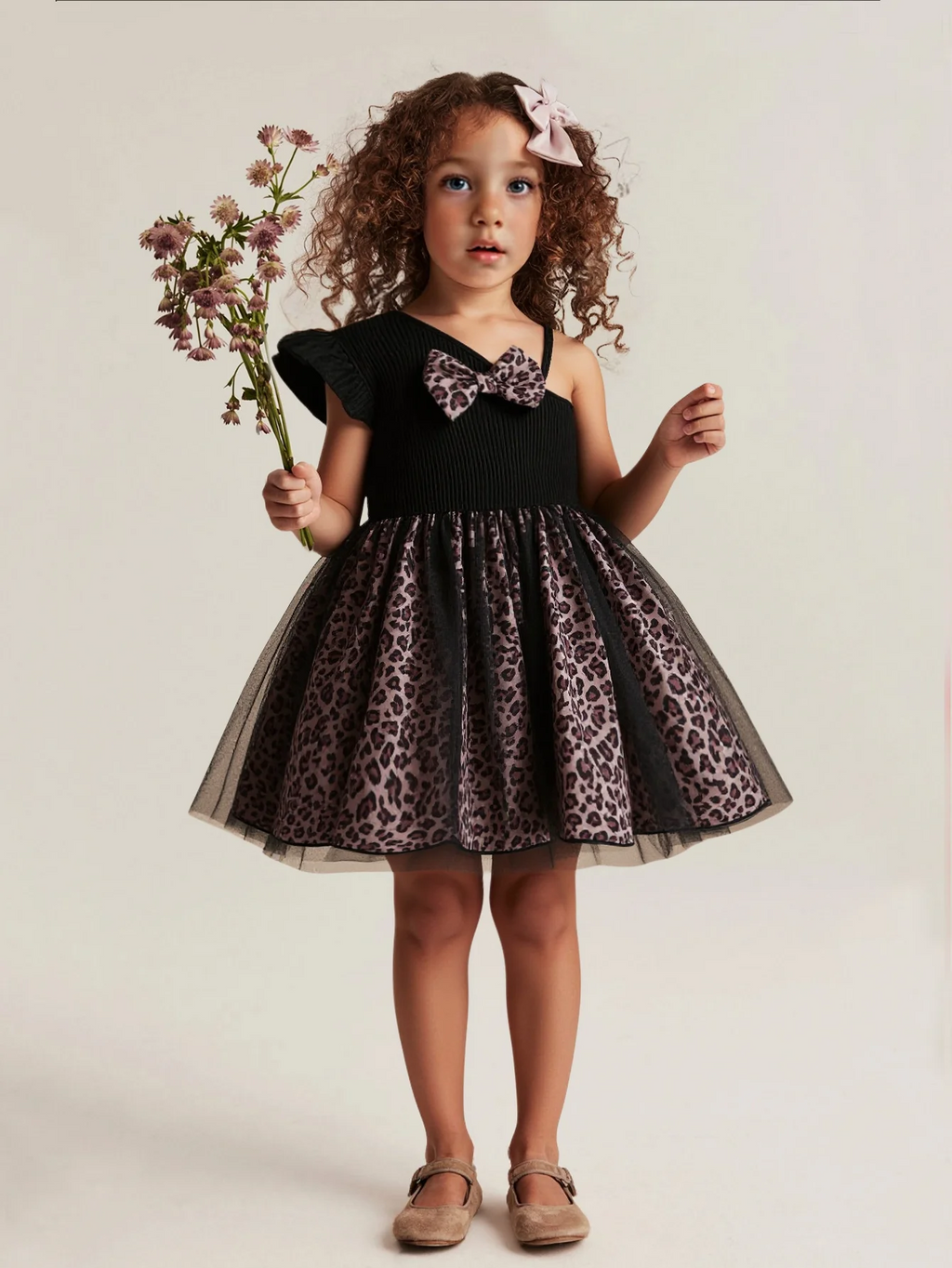 Girls 2025 Kids Fashion Streetwear Summer Sleeveless With Bow Leopard  Shoulderless Princess Dresses For 1-6Y Children Clothes