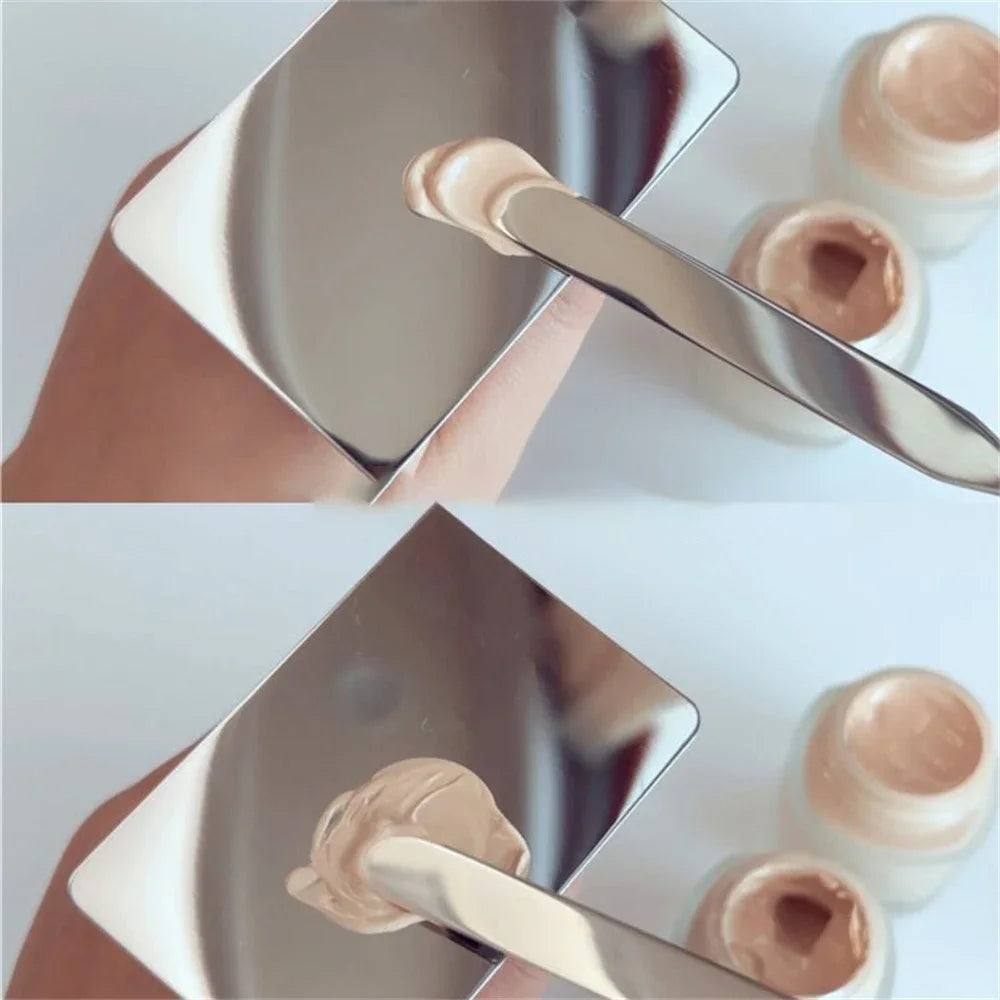 2PC Stainless Steel Palette Tray Rod Set Spatula Toner Makeup Mixing Mixing Stick Foundation Cream Mixing Cosmetic Make Up Tool