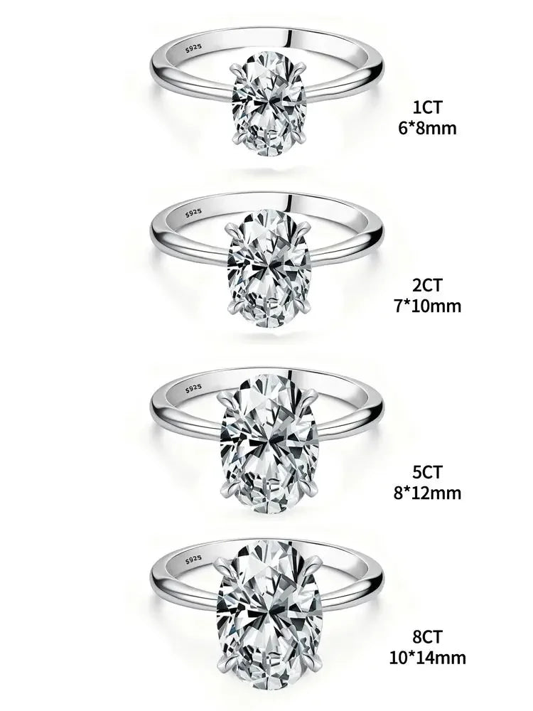 925 Sterling Silve Shiny Gorgeous 1-8CT Oval Zircon Ring For Women Engagement Wedding Luxury High Quality Fine Jewelry