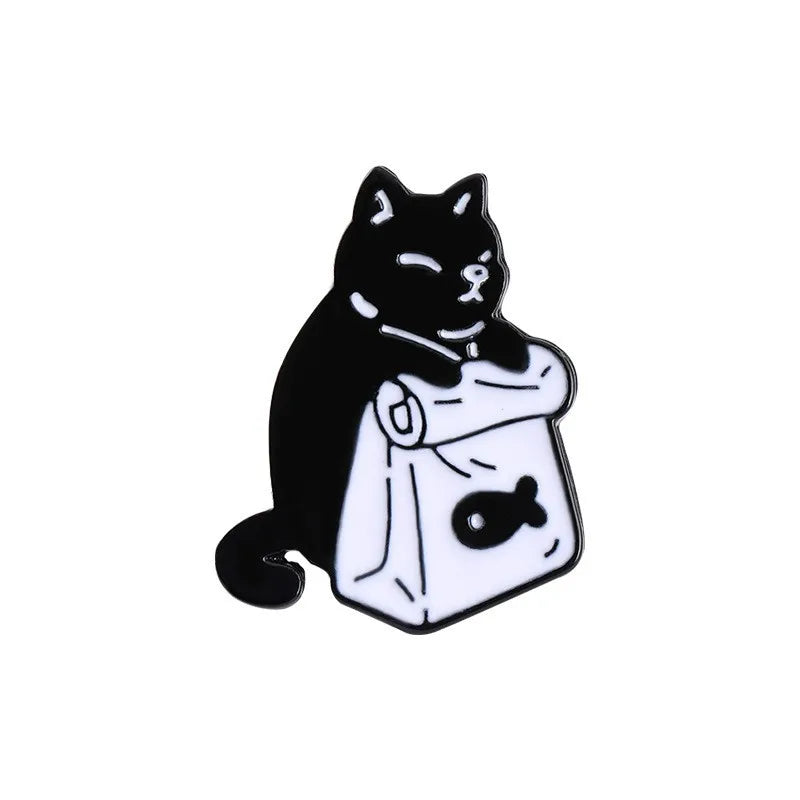 Cute Black White Cats Enamel Pins Certified Cat Lady Cartoon Kitty Claw Animal Brooch Lapel Badge Fashion Friends Jewelry Gifts