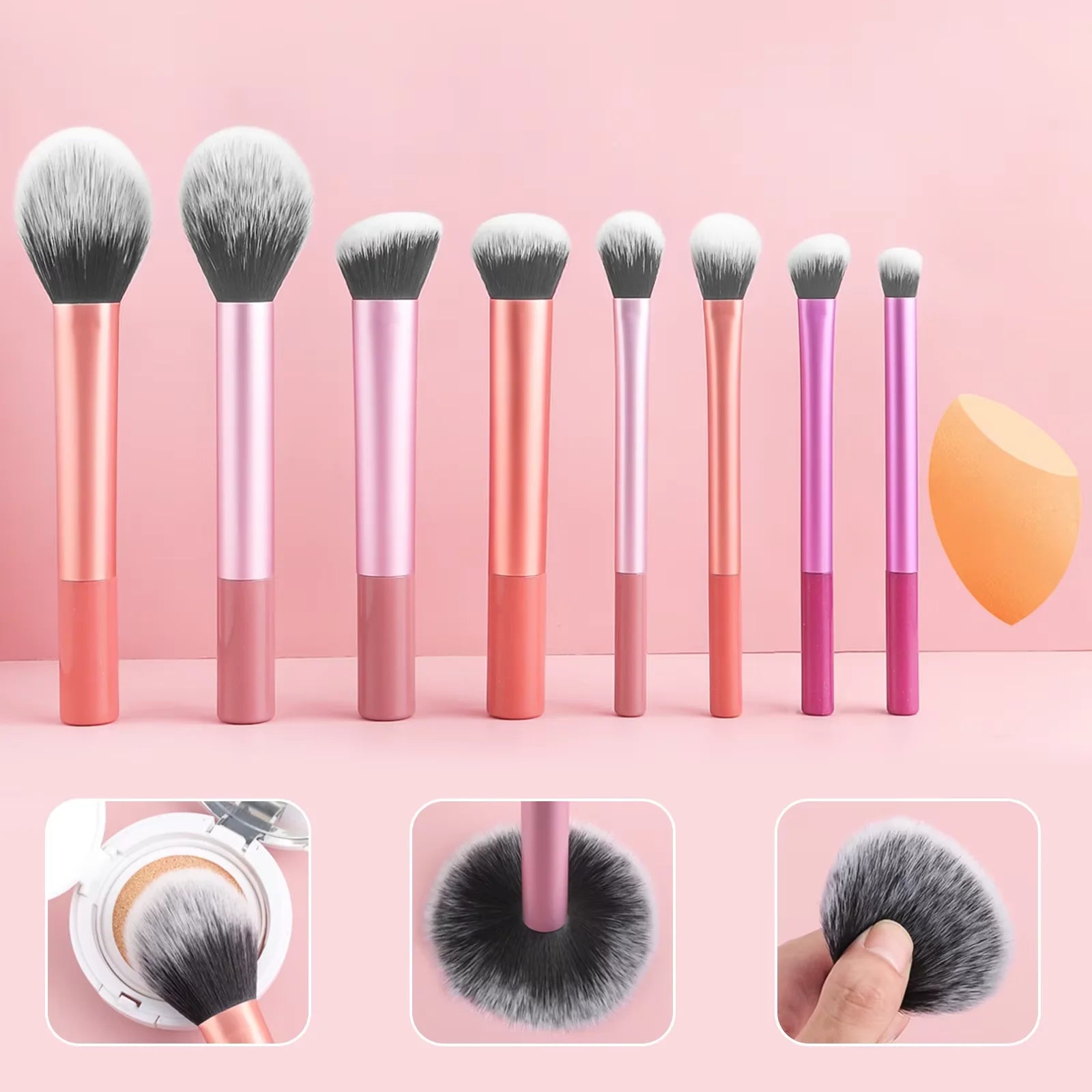 8pcs Pro Makeup Brush Set - Soft, Premium Synthetic Hair, Cruelty-Free, Easy to Clean, Foundation, Blush, Eyeshadow, Cosmetic