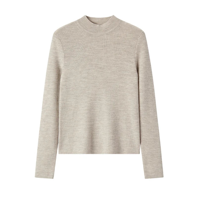 Semir Sweater Women Comfortable Slim Wool Sweater 2024 New Winter Semi-High Neck Base Layer Shirt Slimming