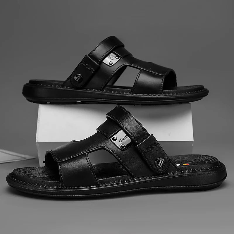 Men's outdoor beach cool slippers with non-smelly feet after leisure, dual-purpose soft-soled shoes, summer non-slip driving san
