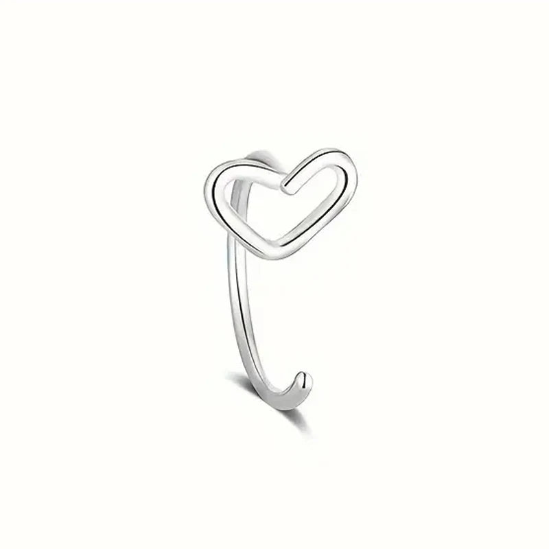 1pc Simple Heart-Shaped Nose Ring 20G Stainless Steel Piercing Jewelry for Women Daily Wear Body Piercing Accessory