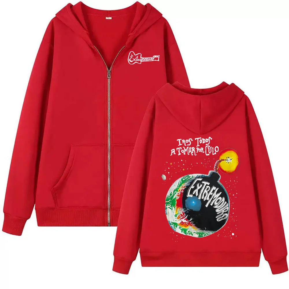 Rock Band Extremoduro Tour 2026 Zip Up Hoodies Men's Fashion Gothic Fleece Sweatshirts Coats Oversized Zipper Hoodie Streetwear