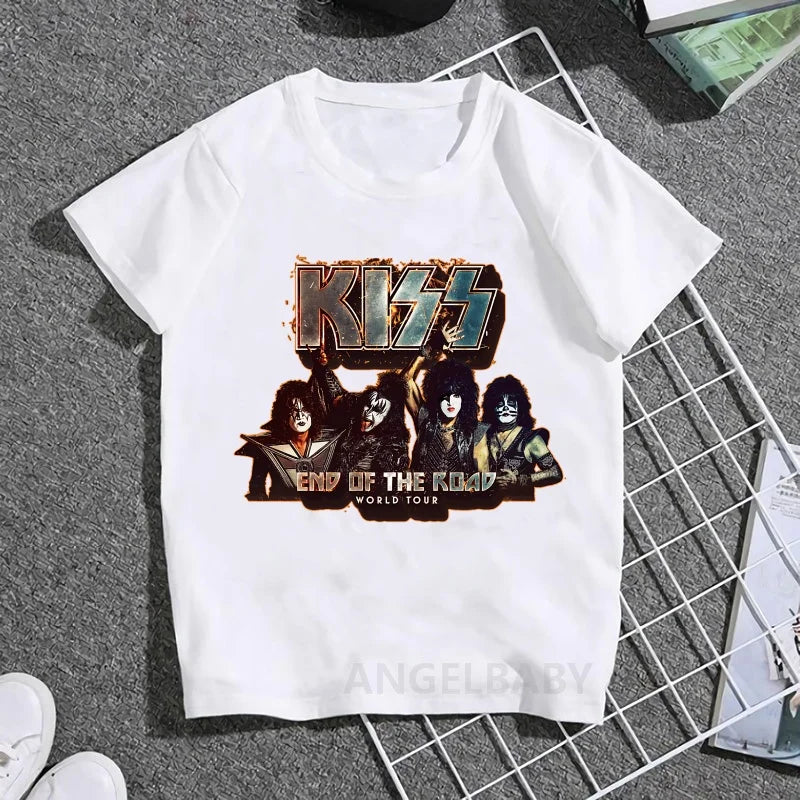 Stormtrooper Fans Kiss Rock Band Print Fashion Kids T shirt Girls Summer Tops Baby Boys Clothes Children Short Sleeve T-shirts