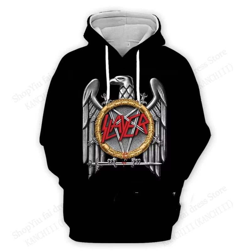 Slayer Hoodie Rock Band Slayer 3d Print Hoodies Men Women Fashion Oversized Hoodie Sweatshirt Women Sweats Men's Clothing Skull