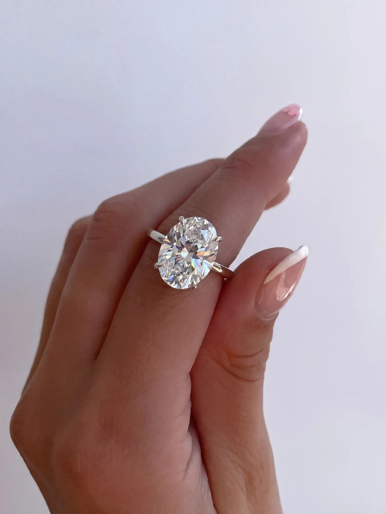 925 Sterling Silve Shiny Gorgeous 1-8CT Oval Zircon Ring For Women Engagement Wedding Luxury High Quality Fine Jewelry