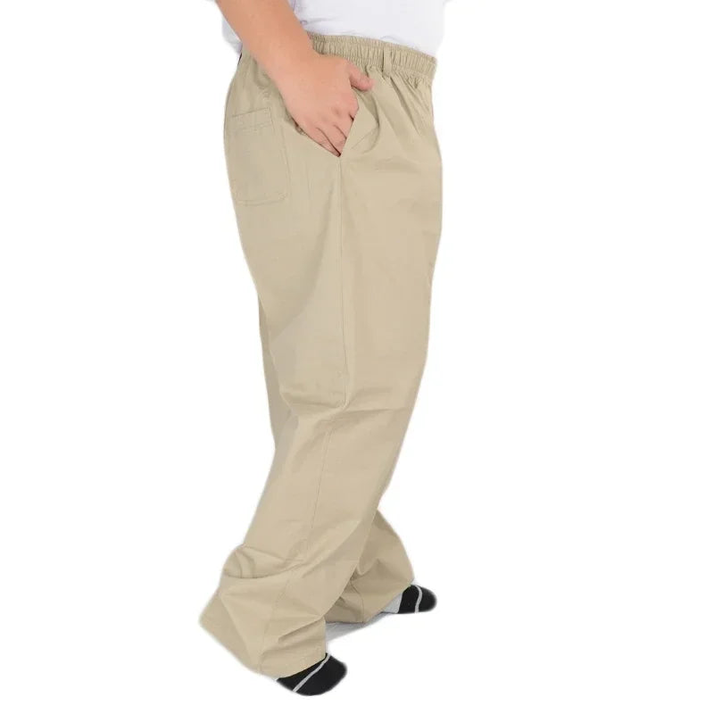 Plus size 8XL 11XL 12xl middle-aged men's summer thin elastic band high waist cotton casual trousers Dad oversize 9XL 8XL 7XL