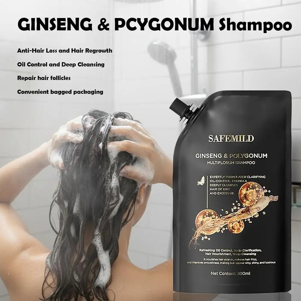 Hair Growth Shampoo Ginseng & Polygonum Multiflorum Shampoo Deep Cleaning Nourishing Smoothing Repairing Dry Damaged Hair Care