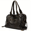 Soft Leather Retro Bag Shoulder Messenger Bag Large Capacity Tote Bag Y2K Motorcycle Bag