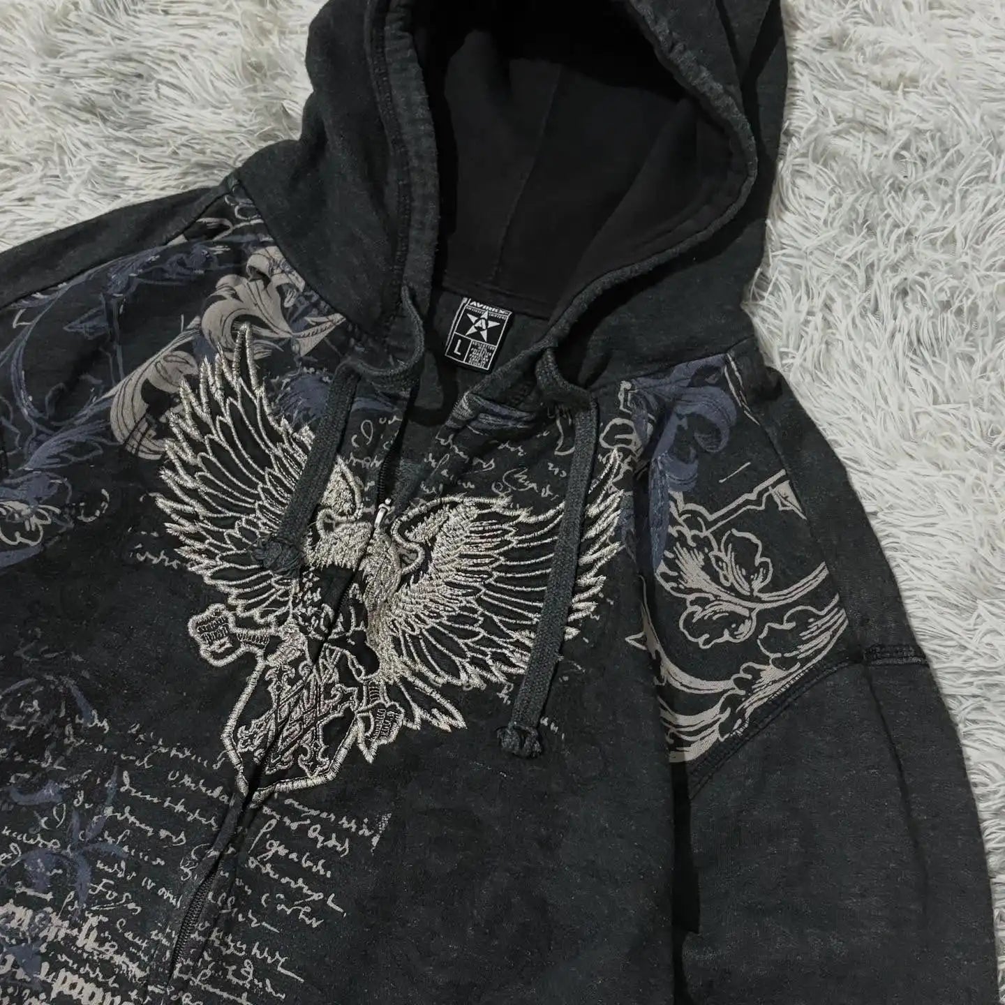 Printed Zipper Hooded Sweater Y2K Gothic Harajuku Popular Hoodies