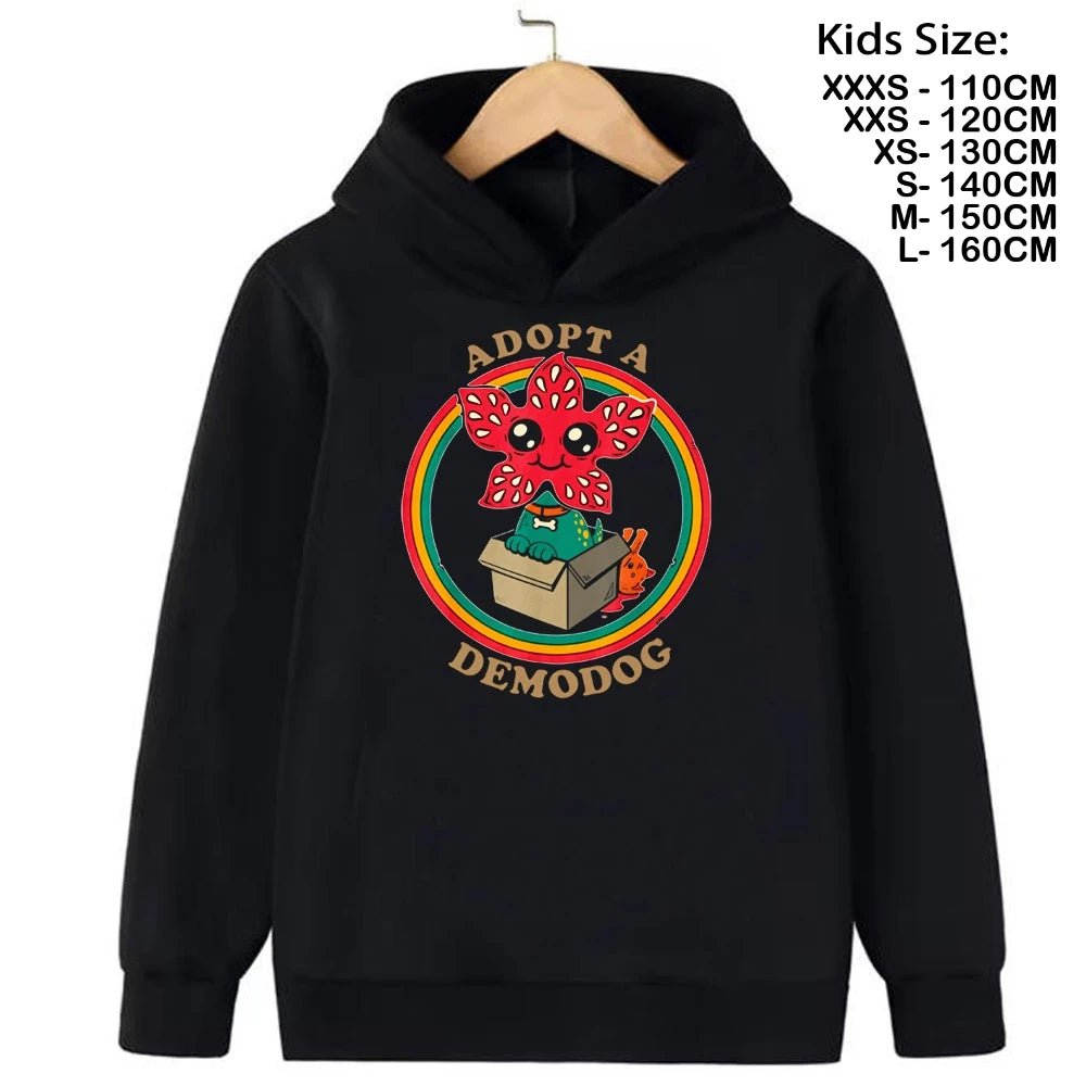 Demogorgon Hawkins Hoodies Kids Cartoon Anime Print Clothes Streetwear Basic Boys Tops Children Sweatshirts