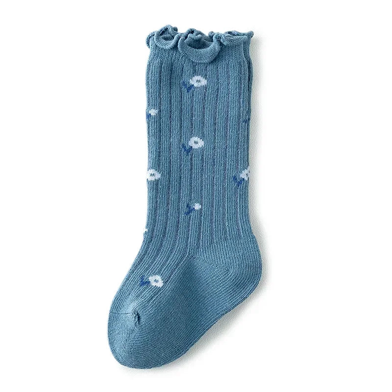 Baby Girls Knee High Socks Flower Cotton Children Kids School Uniform Socks Spring Autumn Winter Long Socks Sweet Princess Style