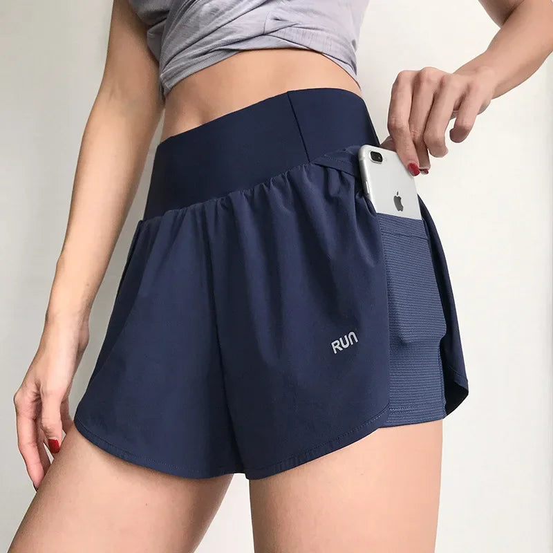 Women's High-Waisted Loose Workout Shorts Quick-Dry Yoga Running Shorts with Built-in Liner Summer Casual Activewear