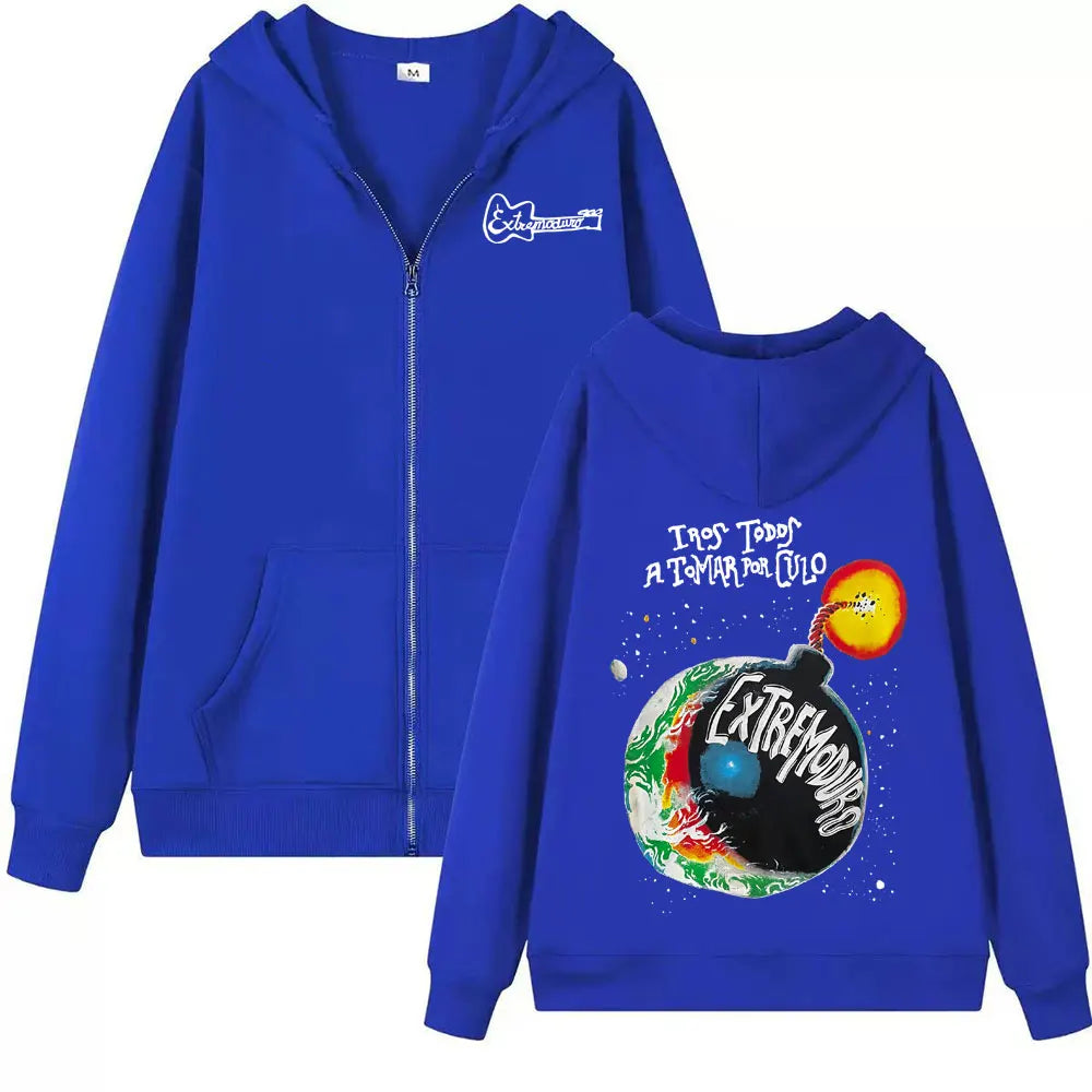Rock Band Extremoduro Tour 2026 Zip Up Hoodies Men's Fashion Gothic Fleece Sweatshirts Coats Oversized Zipper Hoodie Streetwear