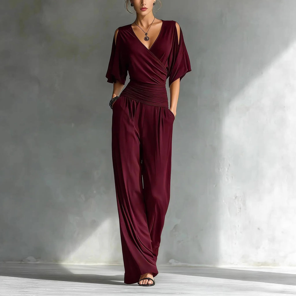 Jumpsuit Women Disfraz Mujer V-neck Short-sleeved Loose Waist Slim Fit Jumpsuit Women's Summer New Fashion Temperament Jumpsuit
