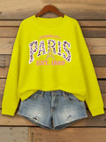 Pink Leopard Print Paris 1889 Pattern Woman Pullovers Autumn Crewneck Sweatshirt Casual Loose Clothing Fleece Hip Hop Sportswear