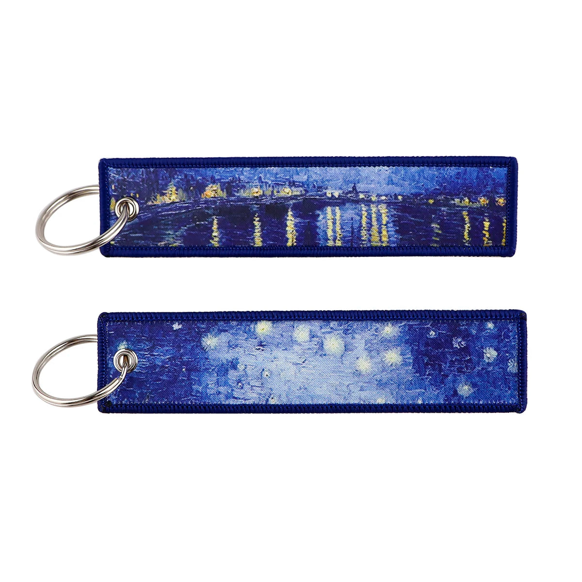 Van Gogh Art Oil Painting Embroidered Key Chain Key Fobs Key Tag For Motorcycles Cars Backpack Chaveiro Keychain Kering Gifts