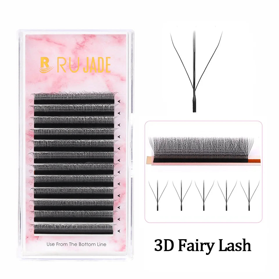 10 Trays U-shaped Eyelash Extensions Handmade Soft U Shape W Bloom Lashes Premade Fans U3D U5D Brown 4DW False Eyelash Wholesale