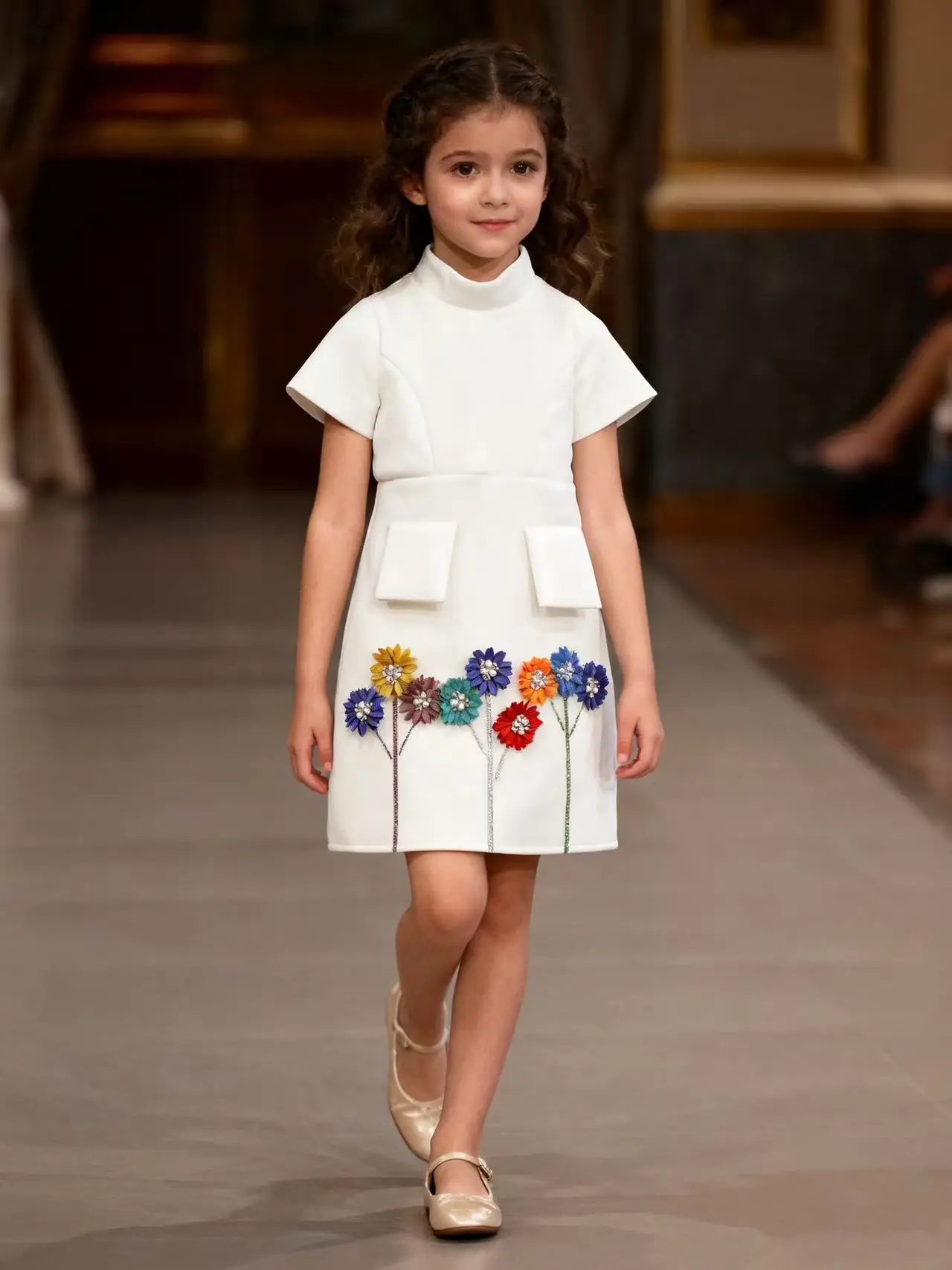 Girls Temperament Dress 2026 Spring Summer Autumn New Children Clothing Sweet Three-dimensional Flower Dress Cotton