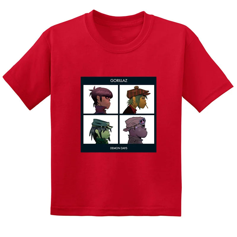 Gorillaz Rock Band ChakaKhan Noodle Print Fashion Kids T-shirt Baby Boys Girls Clothes Summer Casual Children Cotton T shirt