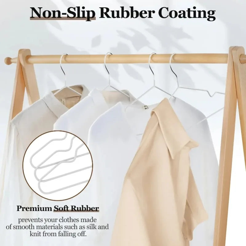 Non-Slip Coated Metal Suit Coat Hangers Heavy Duty Clothes Hangers Metal Shirt Jacket Hanger with Round Notches for Dress